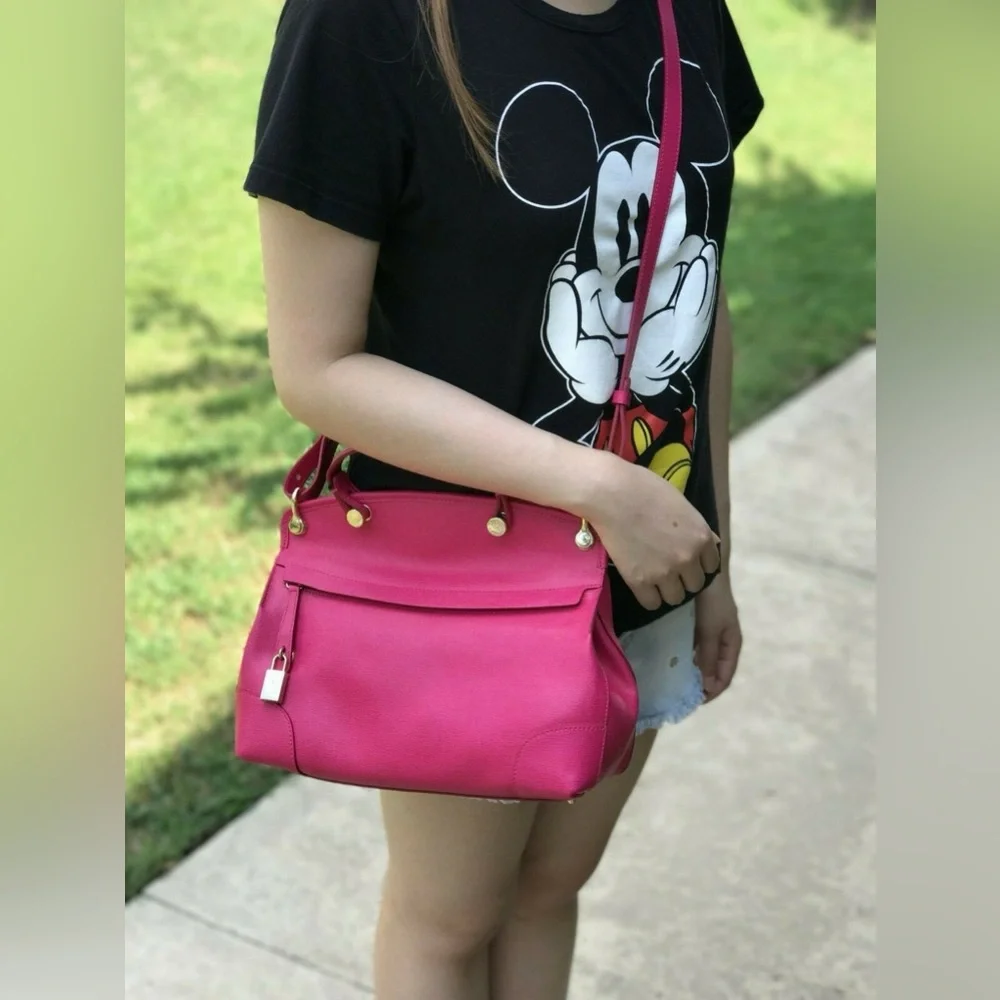 NWOT FURLA Piper leather MEDIUM Handbag CLOSE BODY SATCHEL PINK